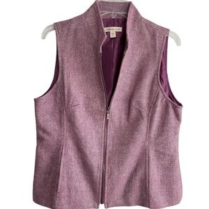 COLDWATER CREEK Lavender Herringbone Vest Wool Blend Womens Size 12 Fully Lined